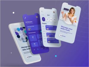 mobile phone displaying different face designs.