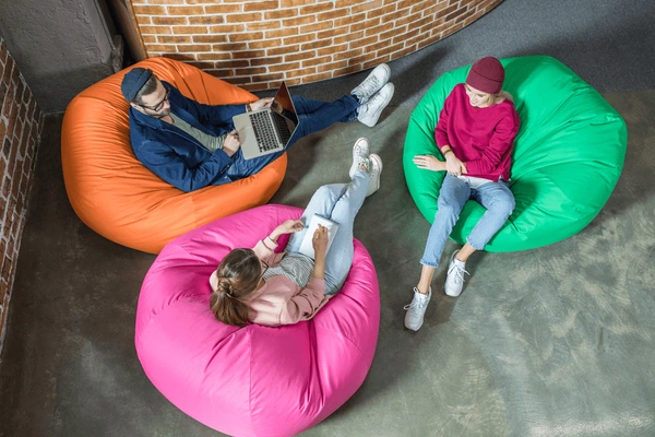 Students on beanbags